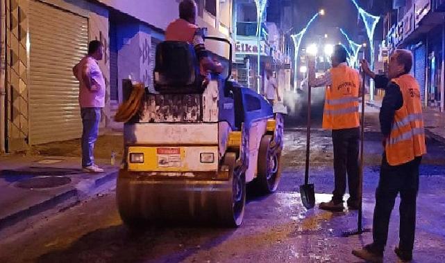 Alemdar Caddesinde gece yarısı asfaltlama